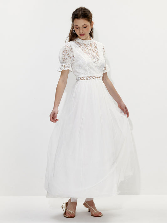Lace-trimmed A-Line Dress 1237082