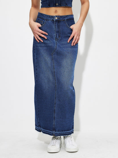 Slit Denim Pencil Skirt 1260122