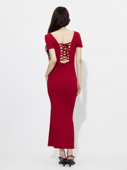 Lace Up Fishtail Dress 1259532