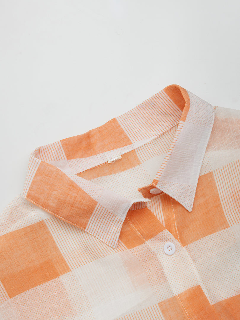 Sheer Checked Loose Fit Shirt 1231781