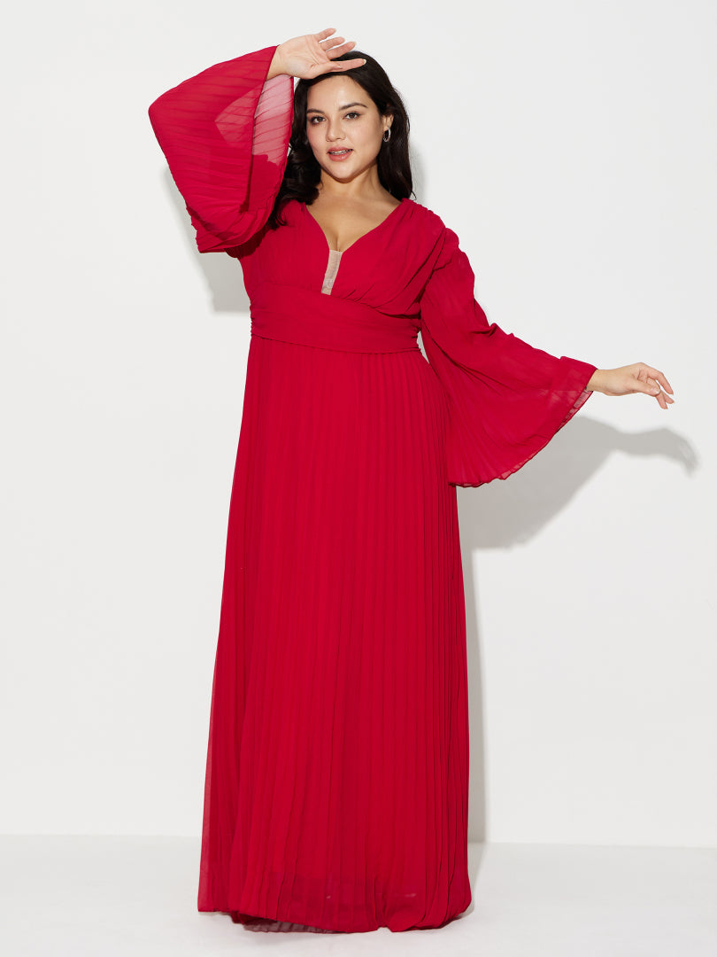 Plus Size Pleated Maxi Dress 121264