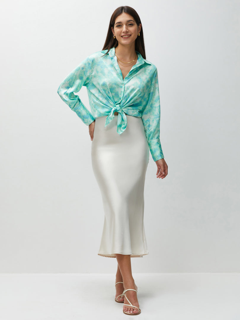 Satin A-Line Skirt 120125
