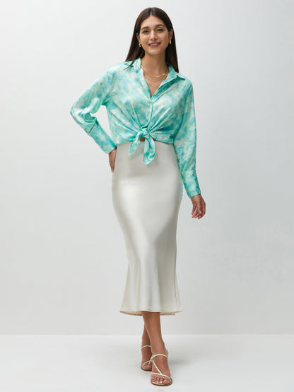Satin A-Line Skirt 120125