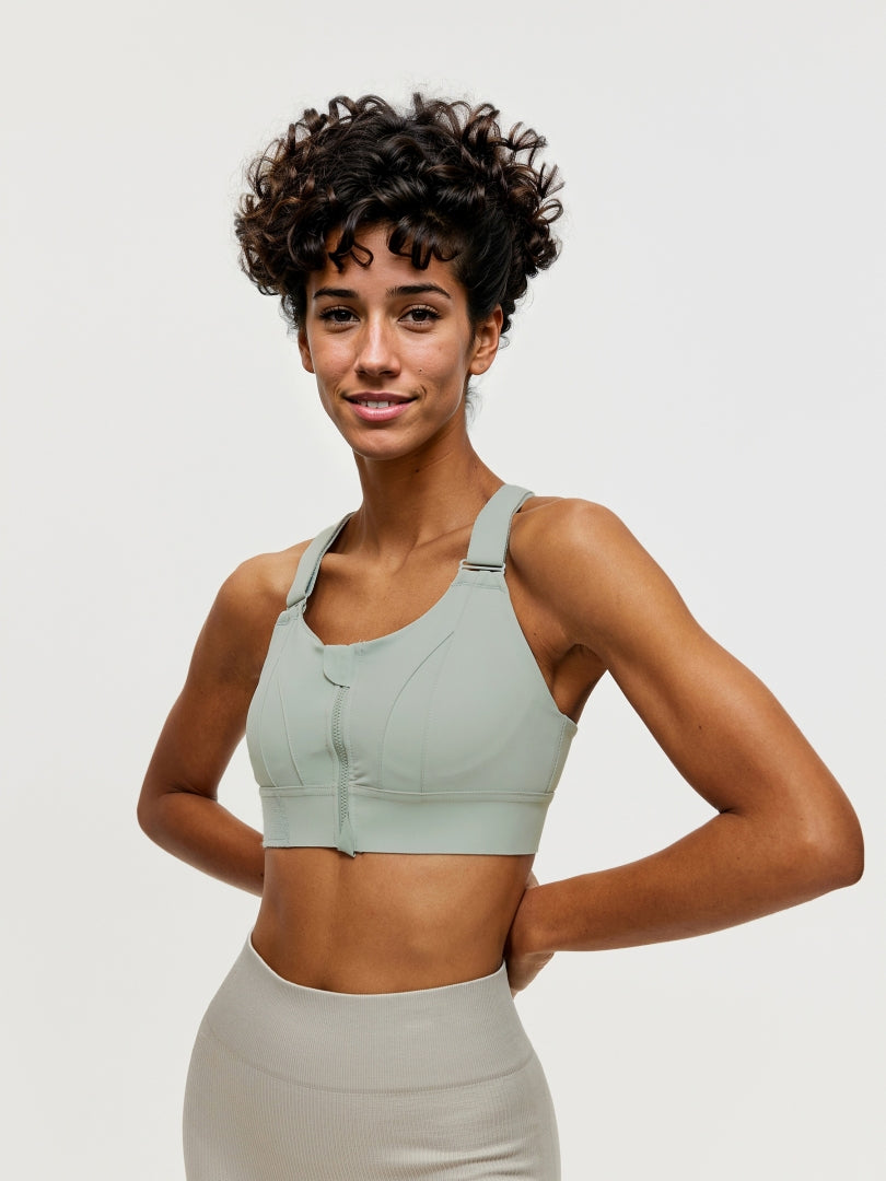 Zippered Criss Cross Back Sports Bra 106507