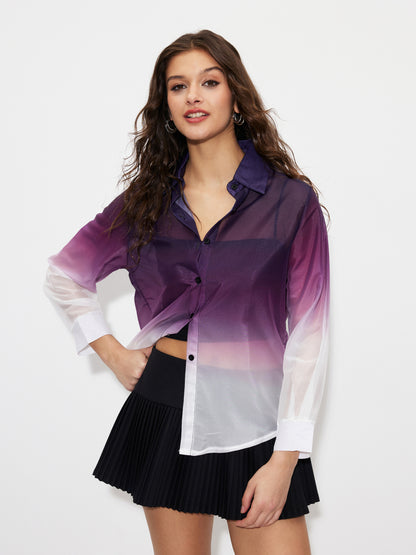 Printed Placket Blouse 1256742