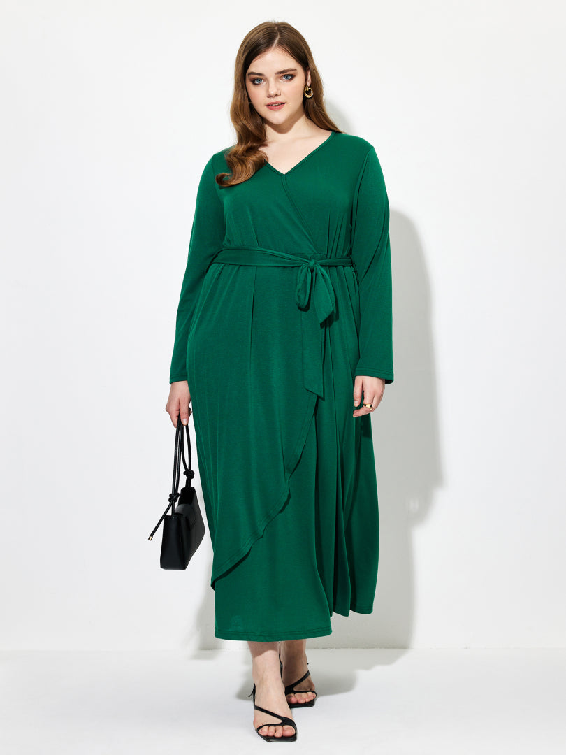 Plus Size Belted A-Line Dress 1252032