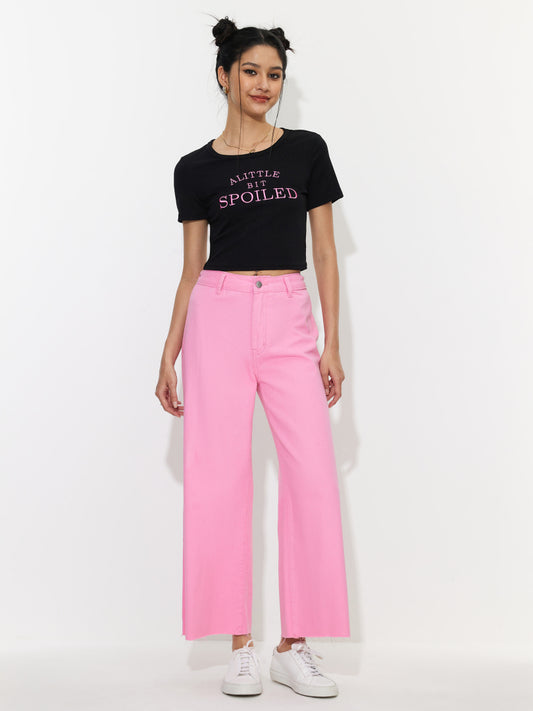 Raw Hem Wide Leg Jeans 1244082