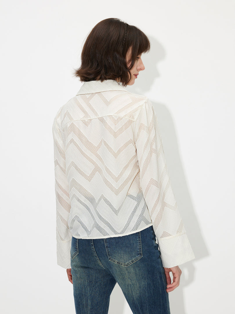 Chevron Waist Tie-Up Shirt 121506