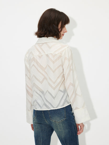 Chevron Waist Tie-Up Shirt 121506