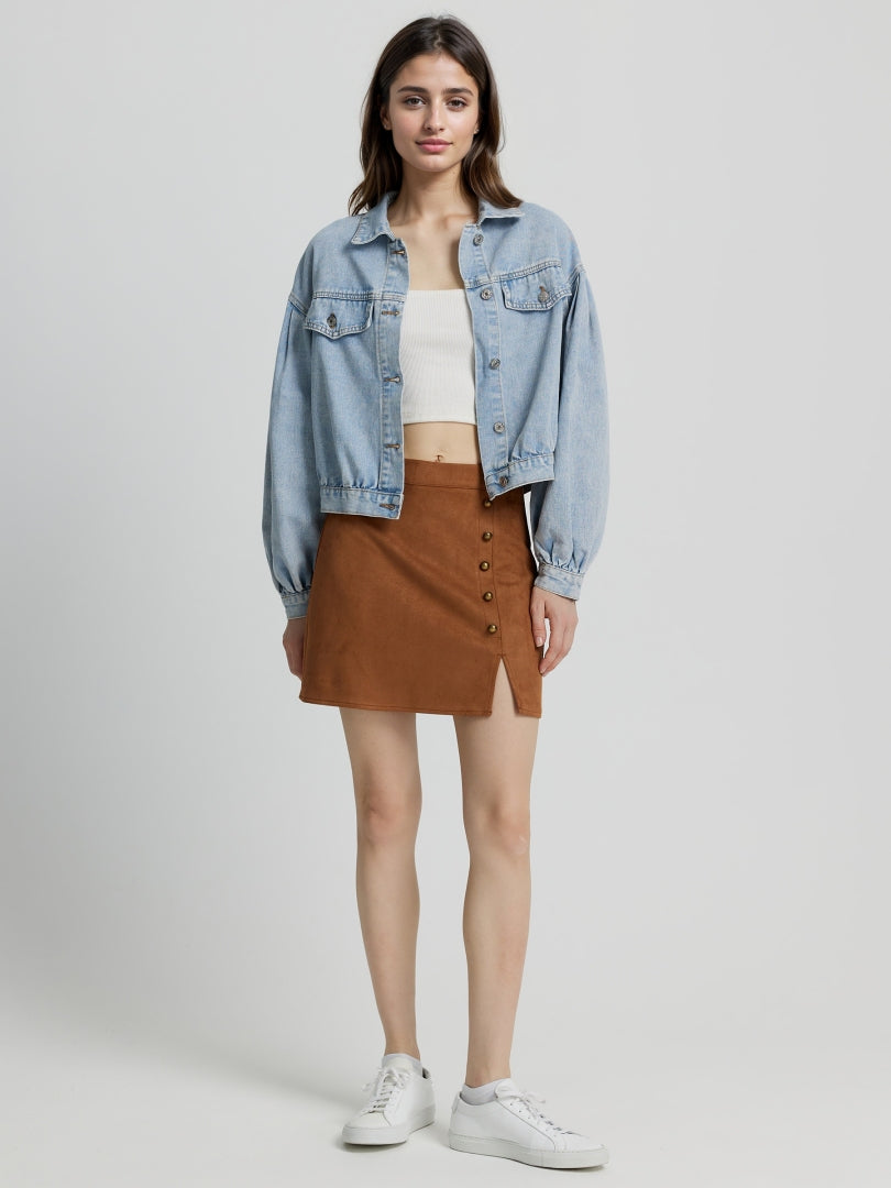 Studded Suede Skirt 111865