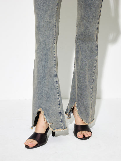Raw Hem Flare Leg Jeans 1268992