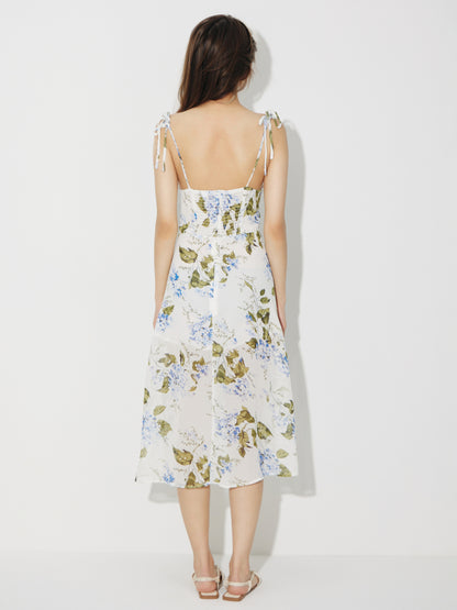 Printed Smocked A-Line Dress 120866