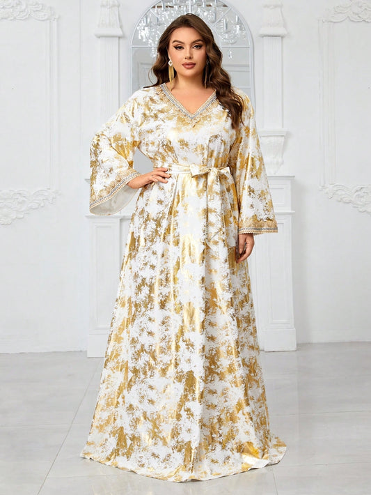 Plus Size Color Block Arabian Dresses 1288072