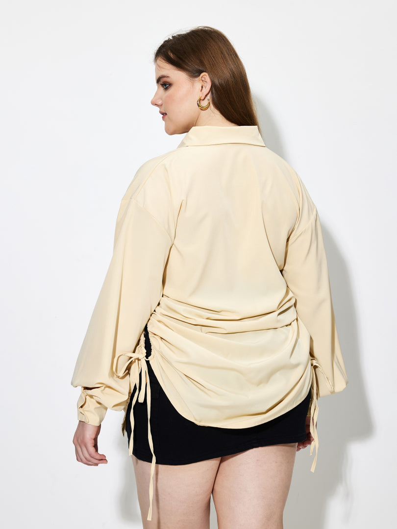 Plus Size Drawstring Placket Blouse 1266092
