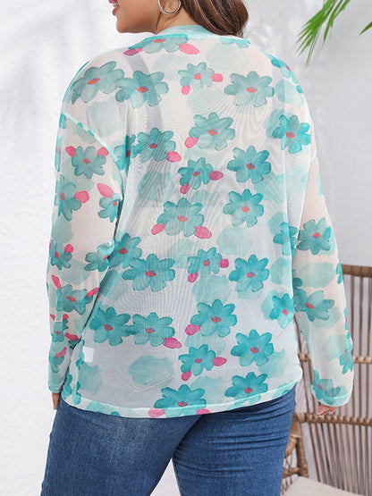 Plus Size Sheer Pullover T-Shirt 1258142