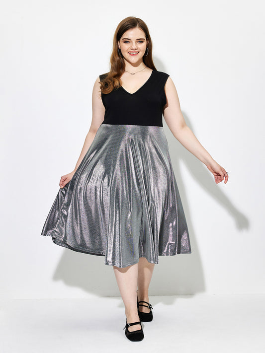 Plus Size Patchwork A-Line Dress 1261042