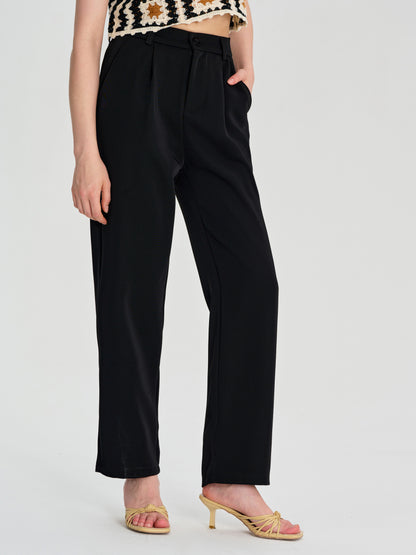 Button Straight Leg Pants 111511