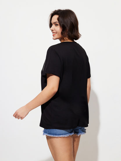 Plus Size Rhinestone Pullover T-Shirt 1288652