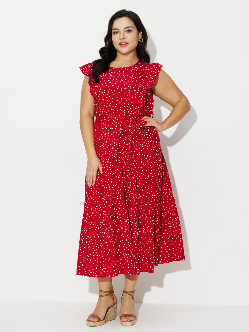 Plus Size Ruffle A-Line Dress 121189