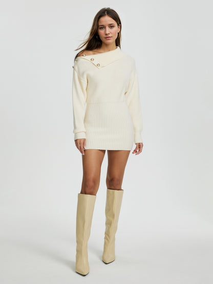 Buttoned Knit Dress 115868