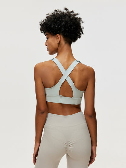 Zippered Criss Cross Back Sports Bra 106507