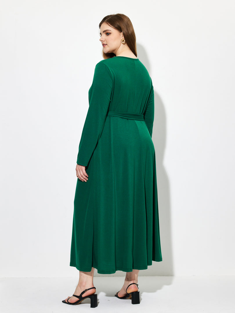 Plus Size Belted A-Line Dress 1252032