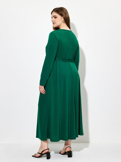 Plus Size Belted A-Line Dress 1252032