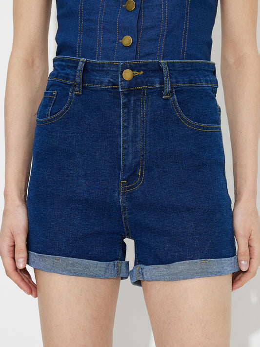 Denim Straight Leg Shorts 1234512