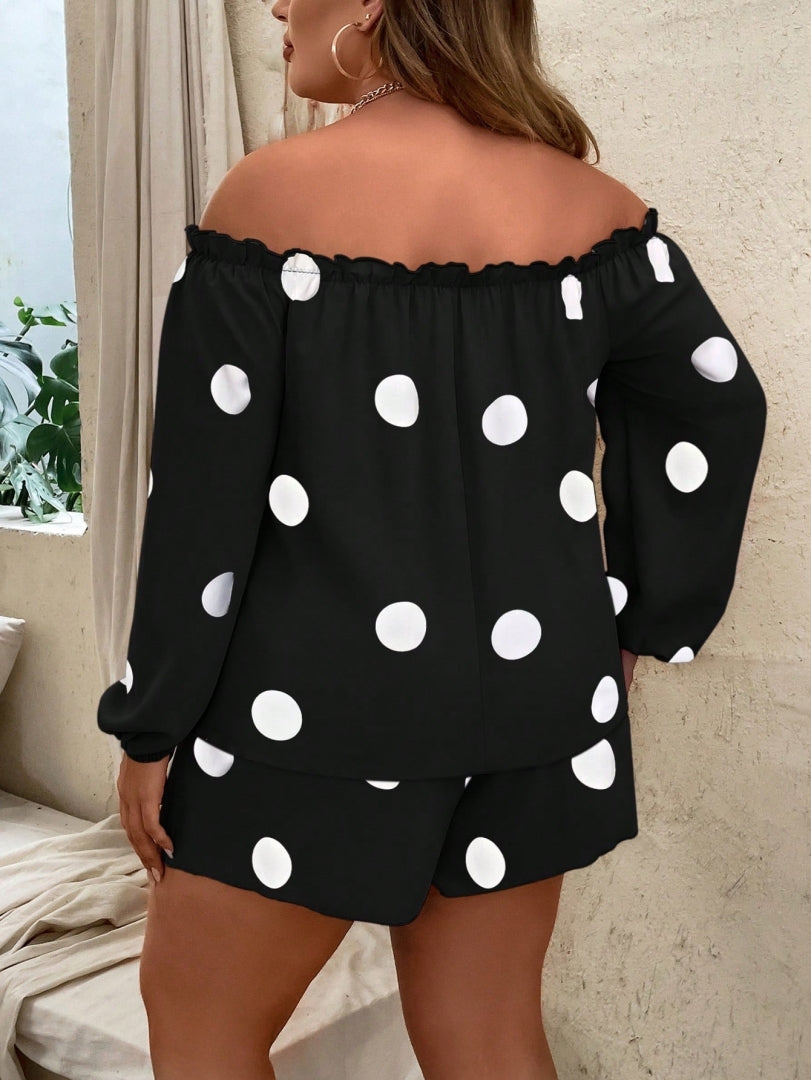 Plus Size Printed Shorts Co-ords 1259572