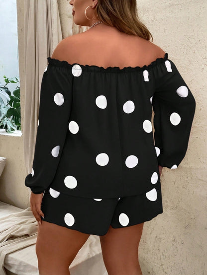 Plus Size Printed Shorts Co-ords 1259572