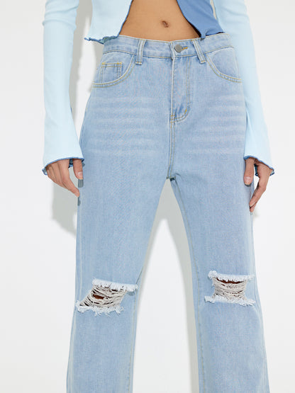 Ripped Straight Leg Jeans 118462