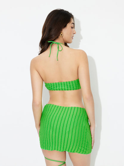 Striped Lace-Up Bikini Set 1230761