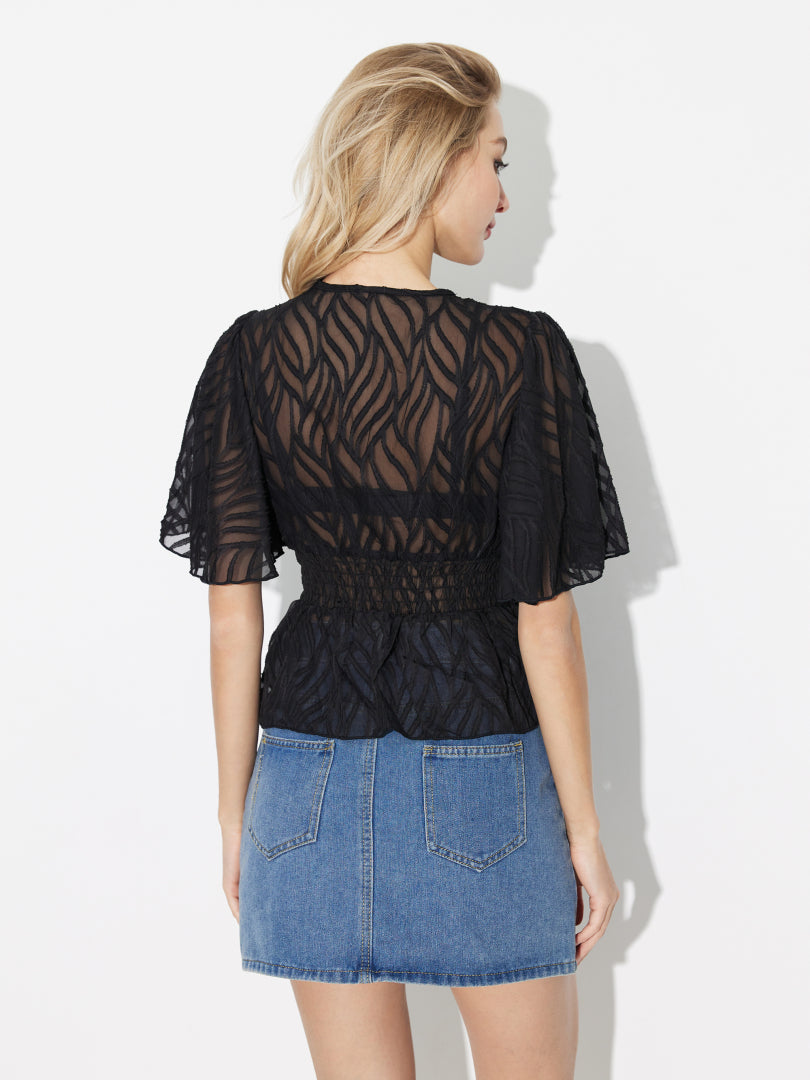 سێڵف دیزاین Smocked Sheer Top 121075