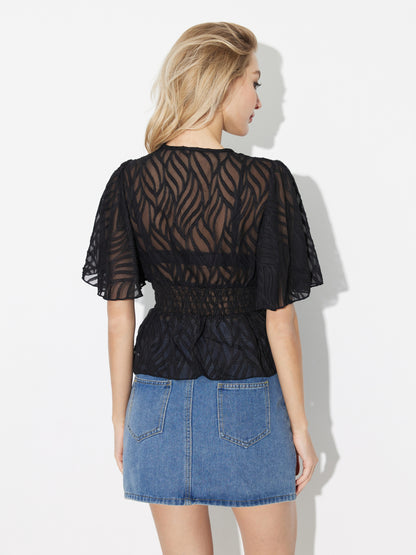 سێڵف دیزاین Smocked Sheer Top 121075
