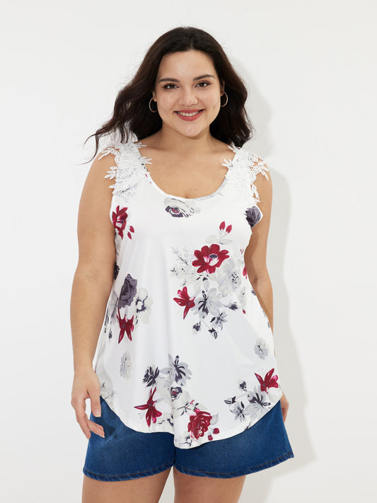 Plus Size Lace-trimmed Tank Top 1245422