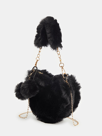 Heart Shape Fax Fur Handheld Bags 120476