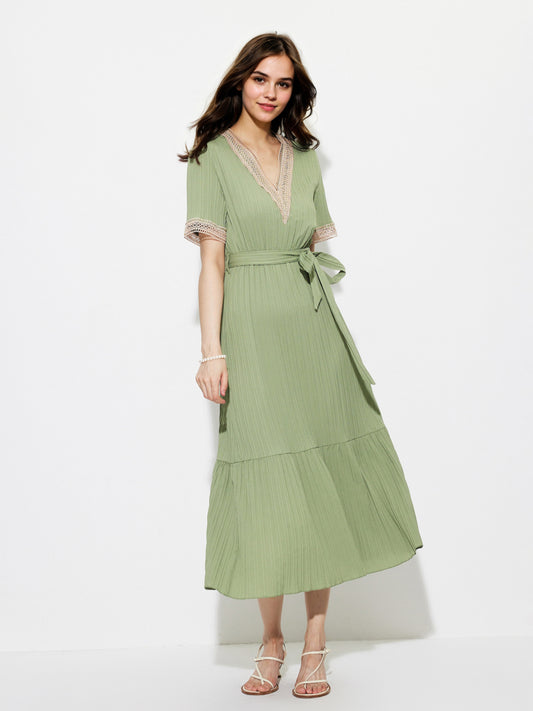 Belted A-Line Dress 1268292