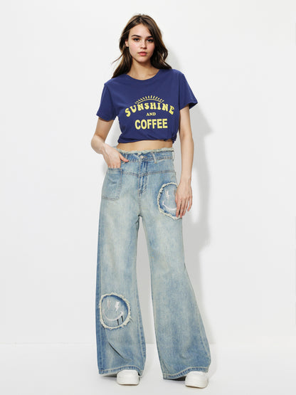 Embroidered Wide Leg Jeans 1251972