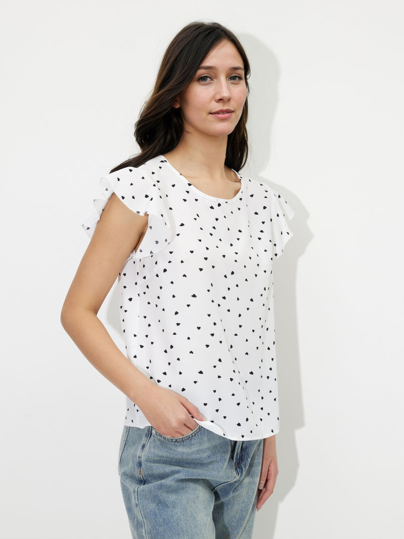 Printed Ruffled Top 121319