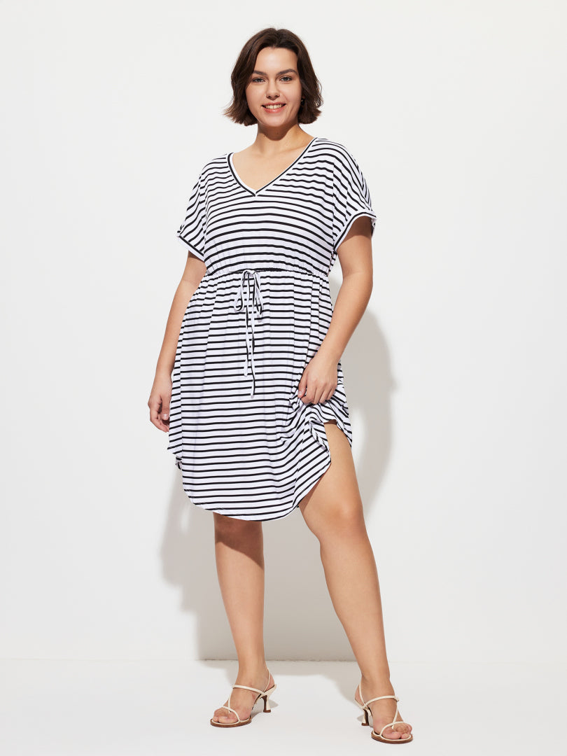 Plus Size Drawstring A-Line Dress 1283302