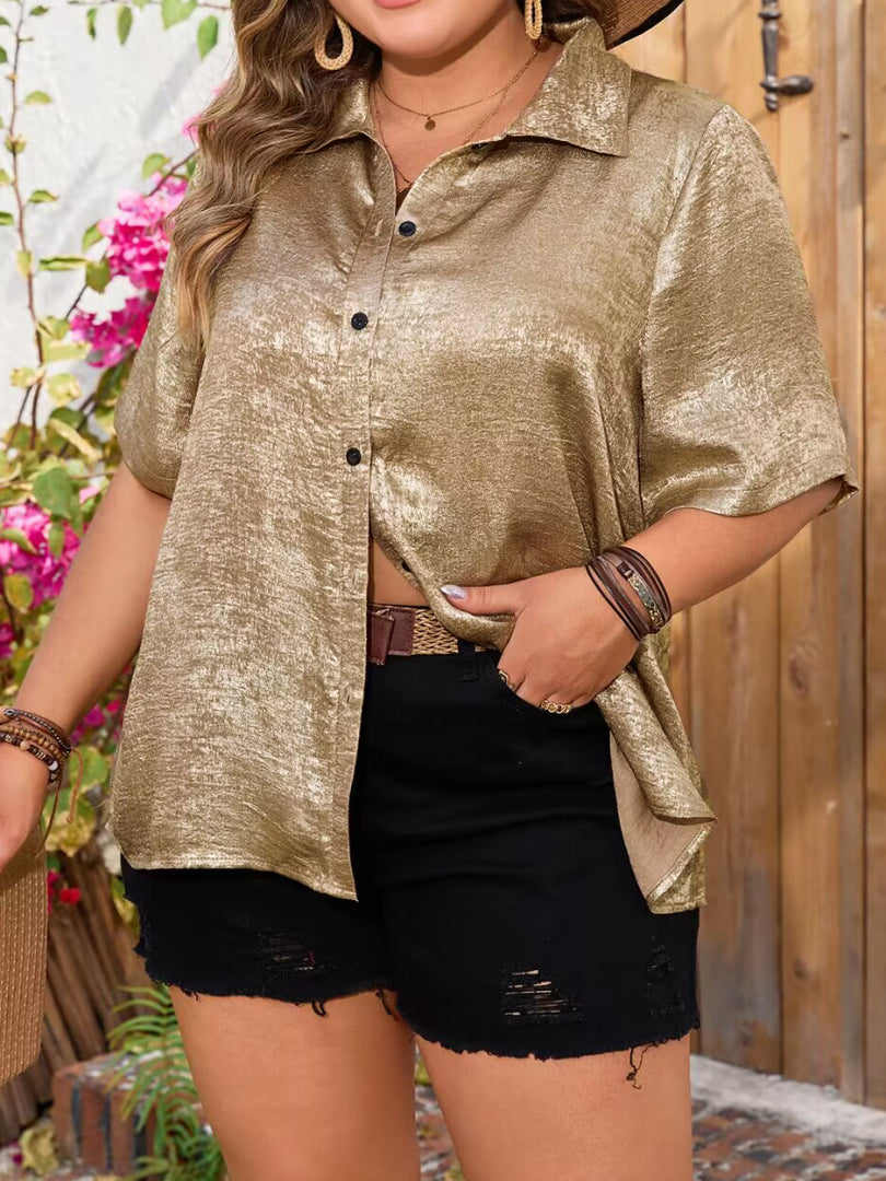 Plus Size    Placket Blouse 1254272