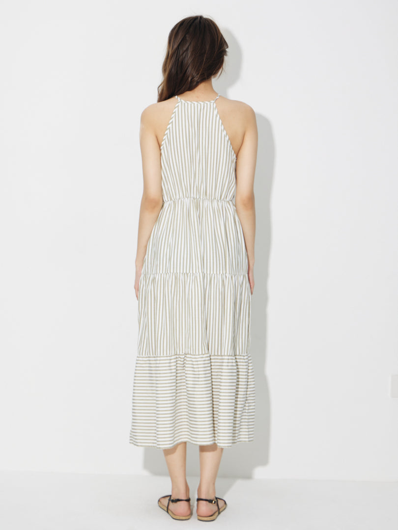 Striped Tiered Maxi Dress 120752