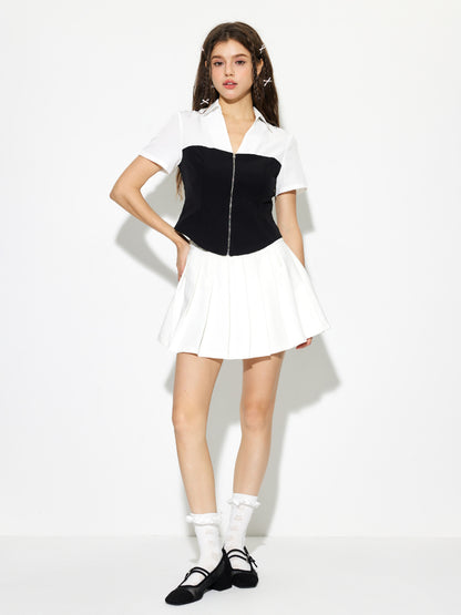 Patchwork Placket Blouse 1269602