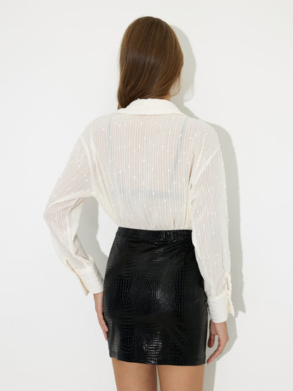 Sheer Placket Blouse 118477
