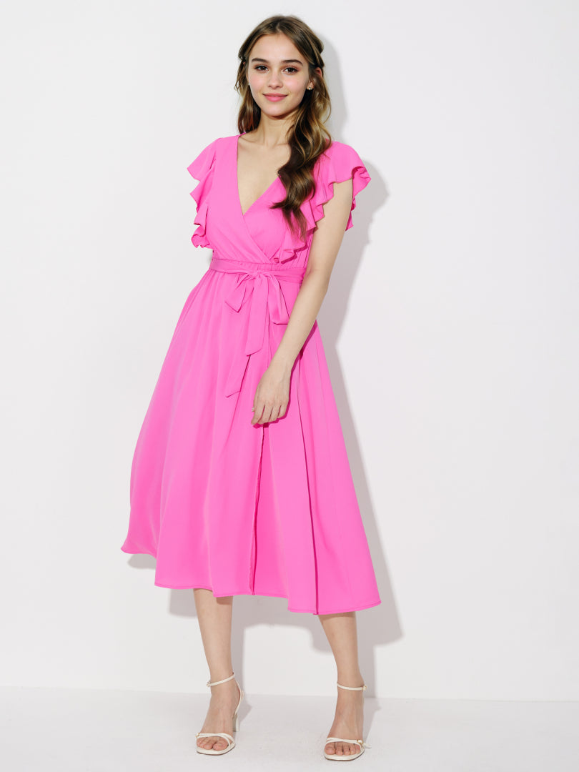 Belted Slit Wrap Dress 120867