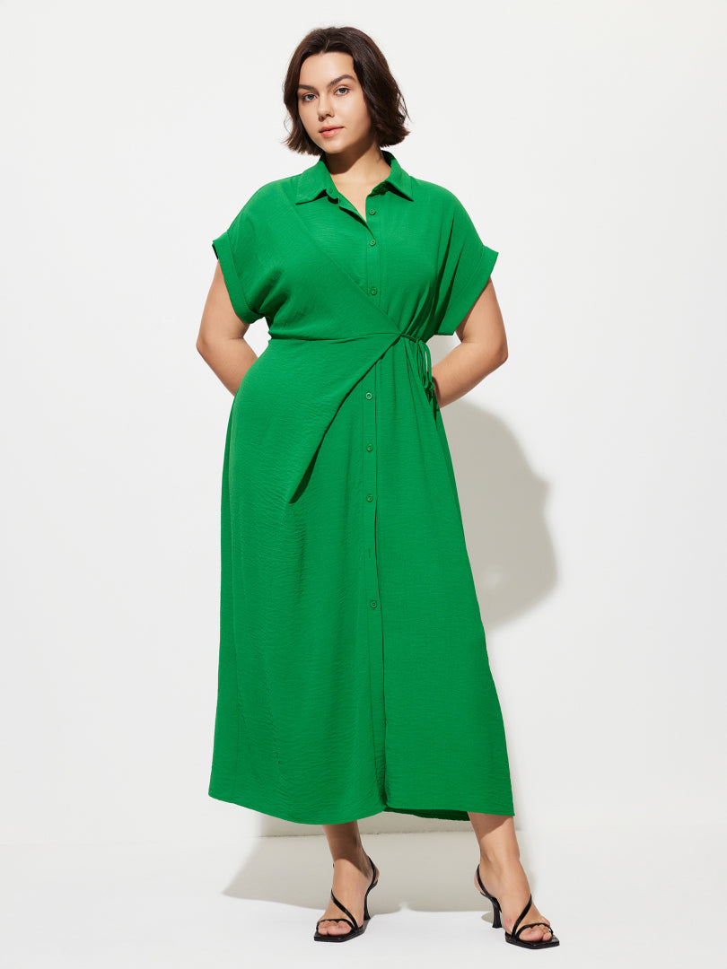 Plus Size Asymmetric Shirt Dress 1280962