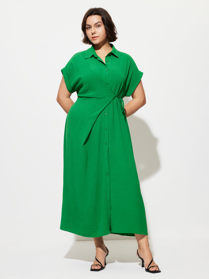 Plus Size Asymmetric Shirt Dress 1280962
