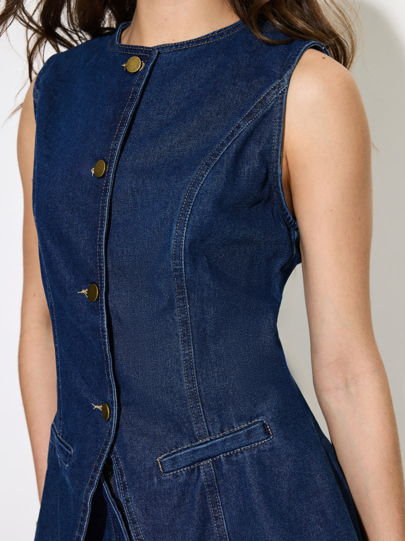 Buttoned Denim Waistcoat 1293412