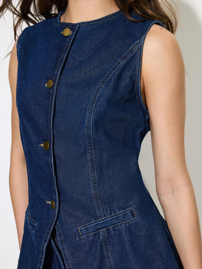 Buttoned Denim Waistcoat 1293412