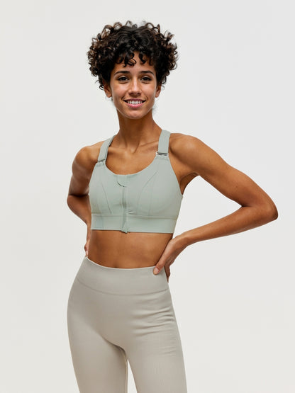 Zippered Criss Cross Back Sports Bra 106507
